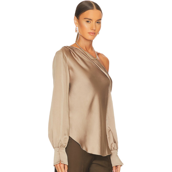 SIMKHAI Alice One Shoulder Top in Nutmeg Size Large NWT - Picture 2 of 6